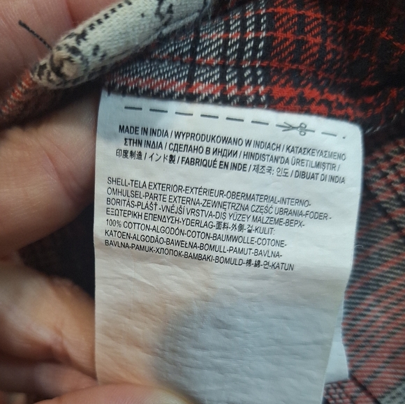 Vans medium button-up red white plaid longsleeve flannel cotton shirt - Picture 4 of 5